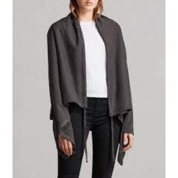 All Saints NWOT Gray Ivy Drape Jersey Cardigan Sweatshirt XS - Picture 9 of 12